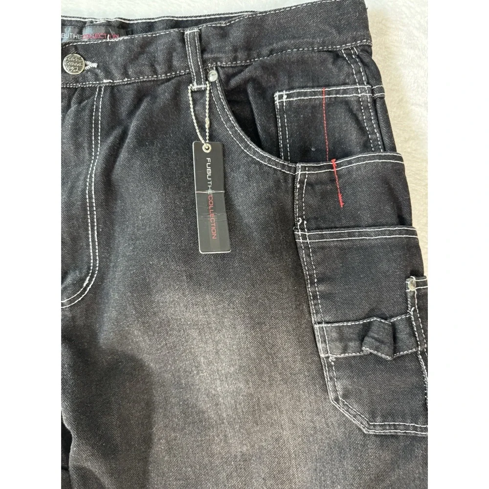 Vintage FUBU Collection Jeans Mens **42** Black Denim Baggy Carpenter‎ Hip Hop